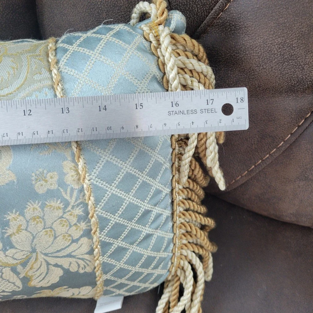Croscill Napoleon Boudoir Blue Gold‎ Decor Throw Pillows Braided Fringe USA VTG
